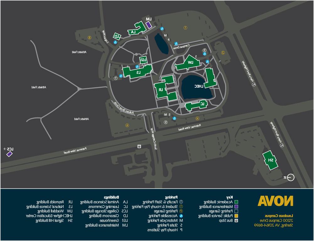 A map of 皇冠博彩's 罗 campus